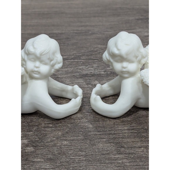 The Unbranded Brand Other - Vintage‎ Treasured Times Snow Angel Candle Climbers 4-Pieces Porcelain Bisque